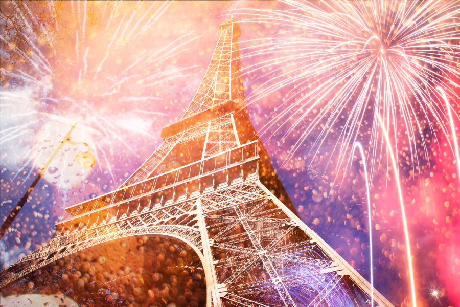 Fireworks In the Sky Over the Eiffel Tower Acrylic Glass Print Tempered Glass Wall Art 100% Made in Australia Ready to Hang - Bella Home Decor