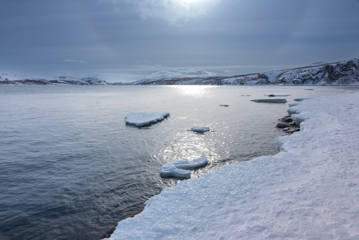 Winter Scene with the Lake Covered In Ice and Snow Home Decor Premium Quality Poster Print Choose Your Sizes - Bella Home Decor