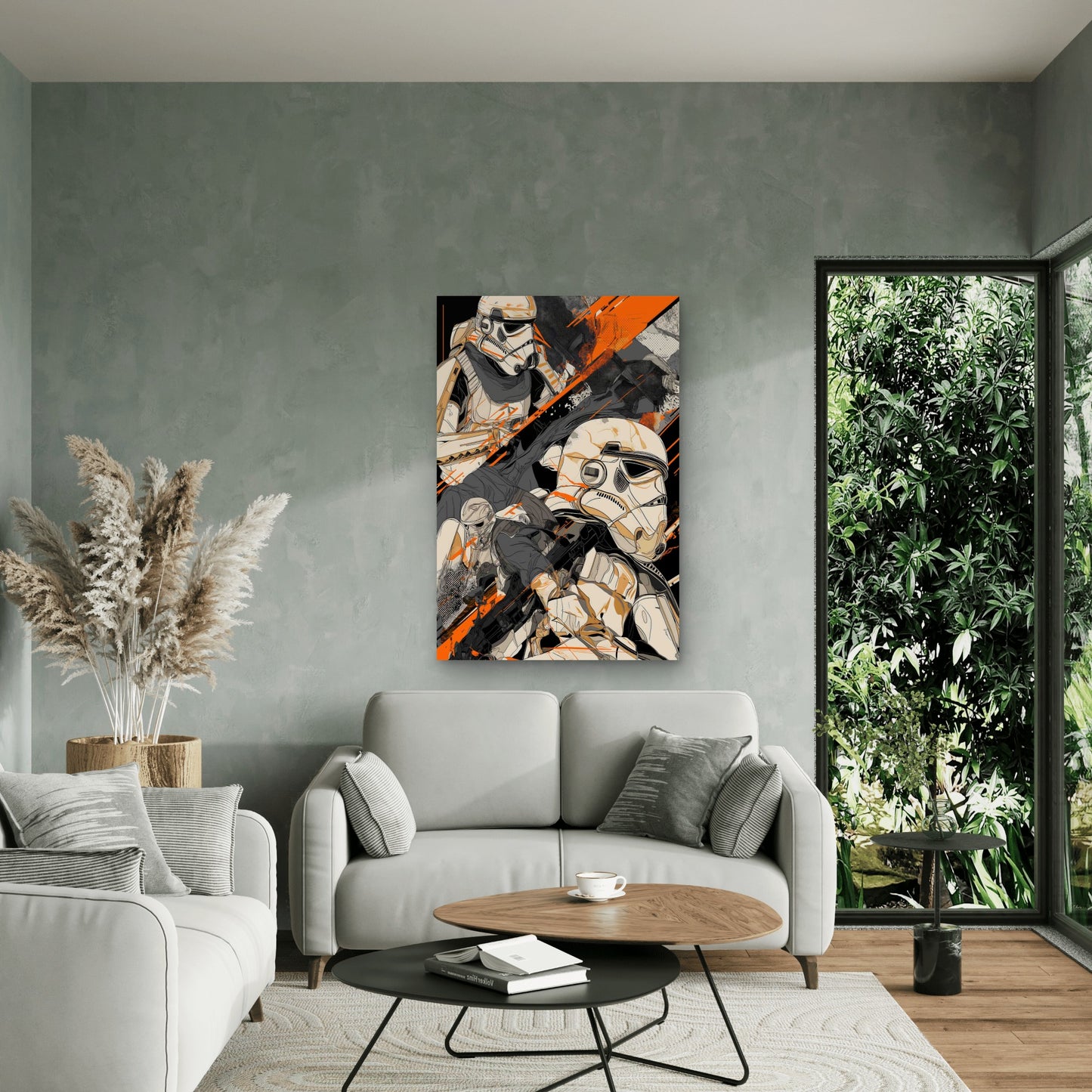 Tactical Orange & Black Sci-Fi Trooper 60x90cm Metal Print Ready to Hang