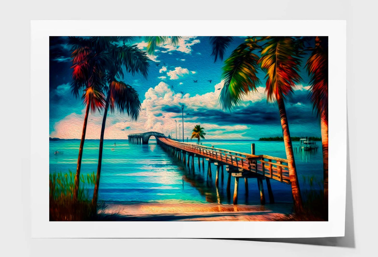 Beautiful Landscape with Bridge to Pier Wall Art Limited Edition High Quality Print Unframed Roll Canvas None