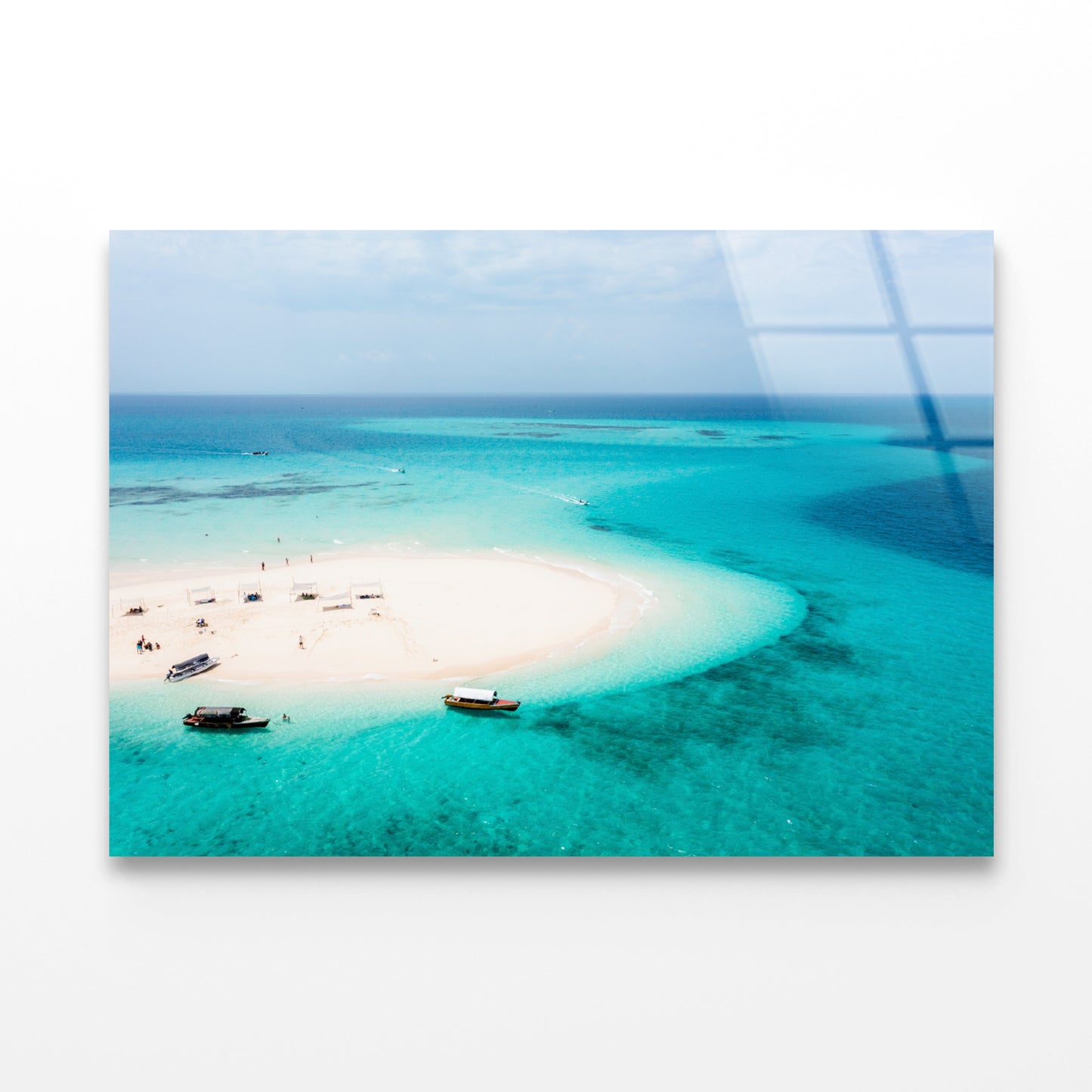 White Sand Island in Clear Ocean Acrylic Glass Print Tempered Glass Wall Art 100% Made in Australia Ready to Hang - Bella Home Decor