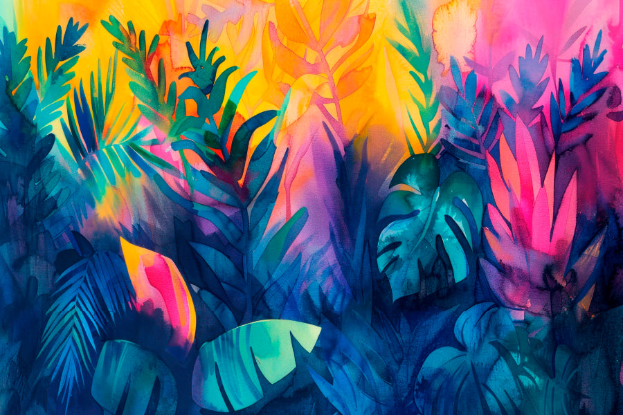 Colorful Leaves Abstract Acrylic Glass Print Tempered Glass Wall Art 100% Made in Australia Ready to Hang - Bella Home Decor