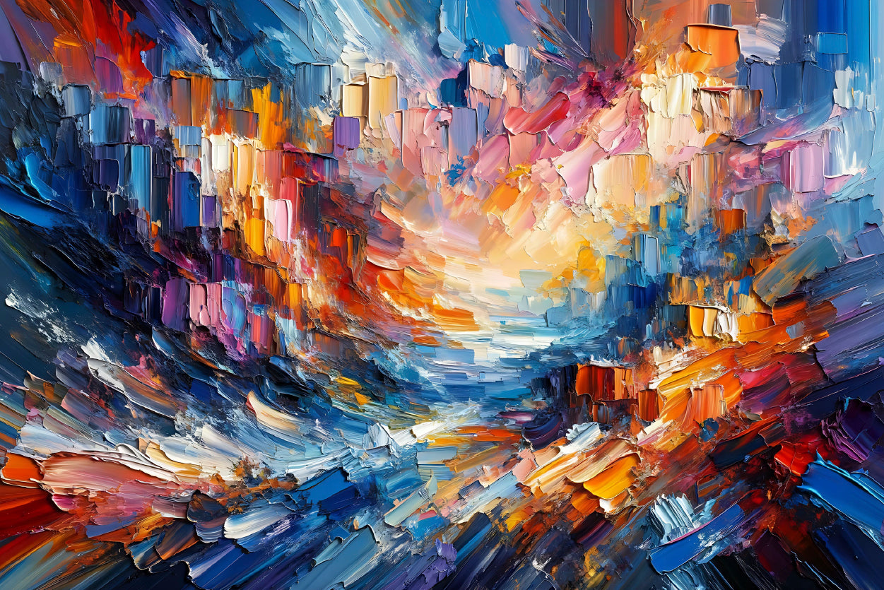 Colorful Textured Oil Paint Art Print 100% Australian Made - Bella Home Decor