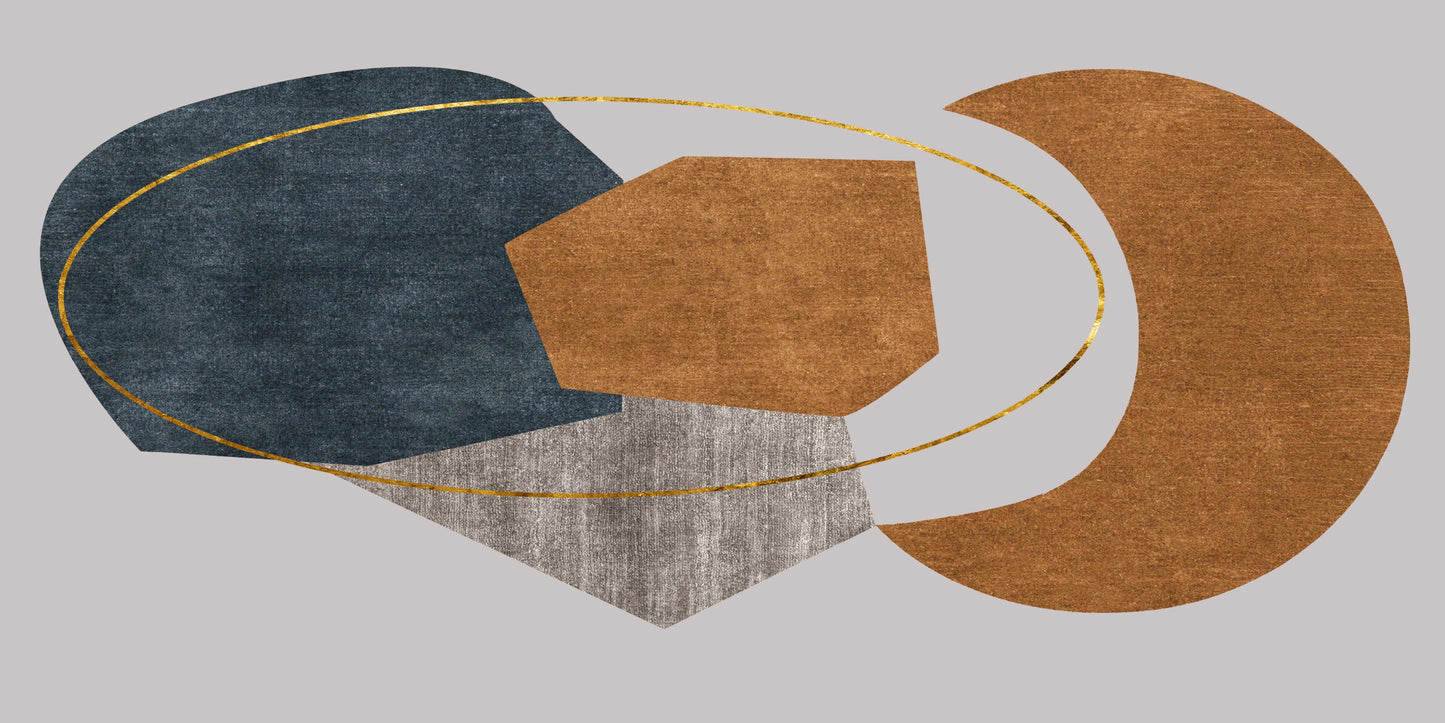Modern Blue Gold Geometry Wall Art Canvas Office Home Room Framed 120x60cm - Bella Home Decor