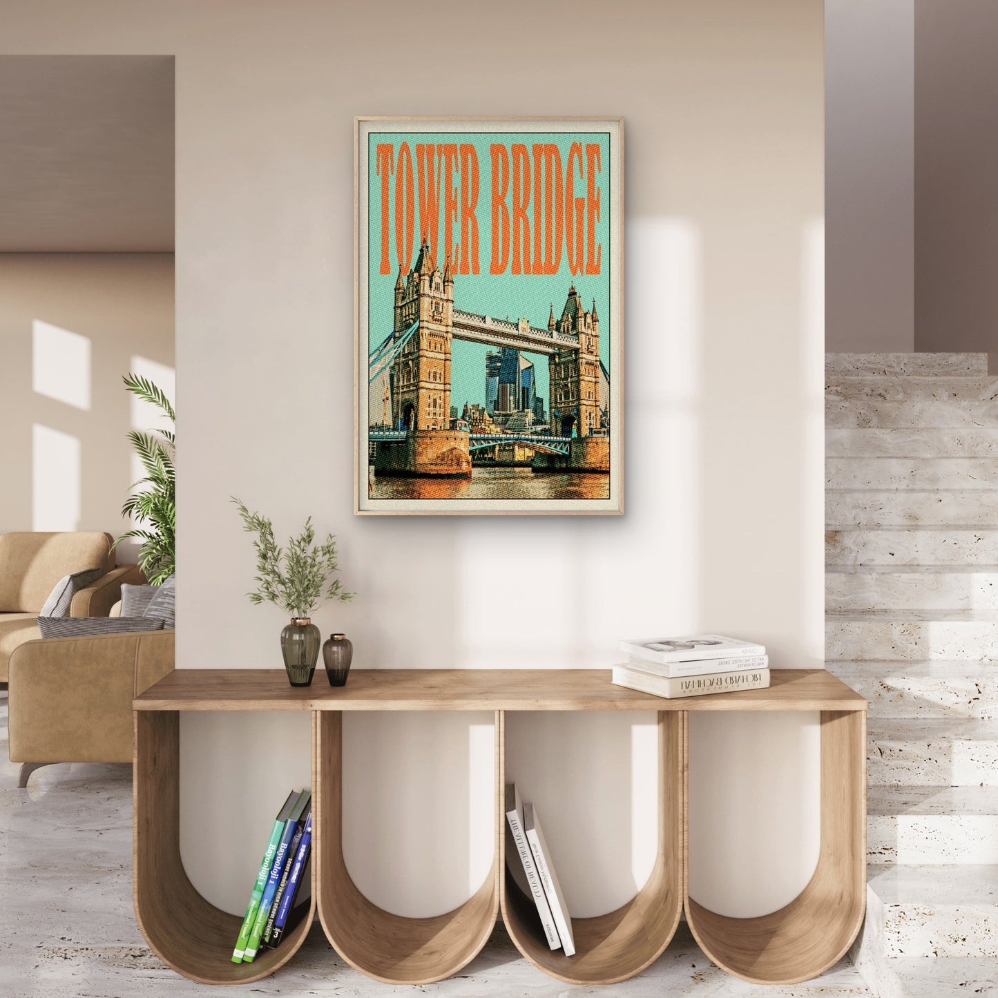 Tower Bridge London Vintage UK England Travel Poster Print Wall Art