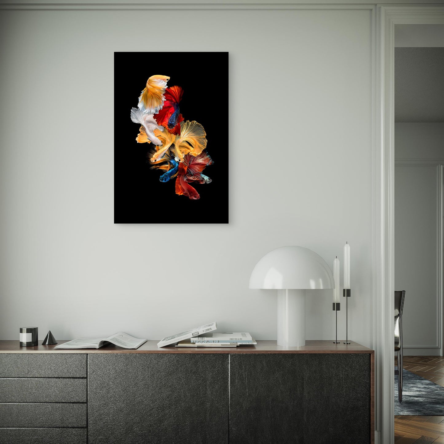 Colorful Siamese Fighting Fish Betta 40x60cm Metal Print Ready to Hang