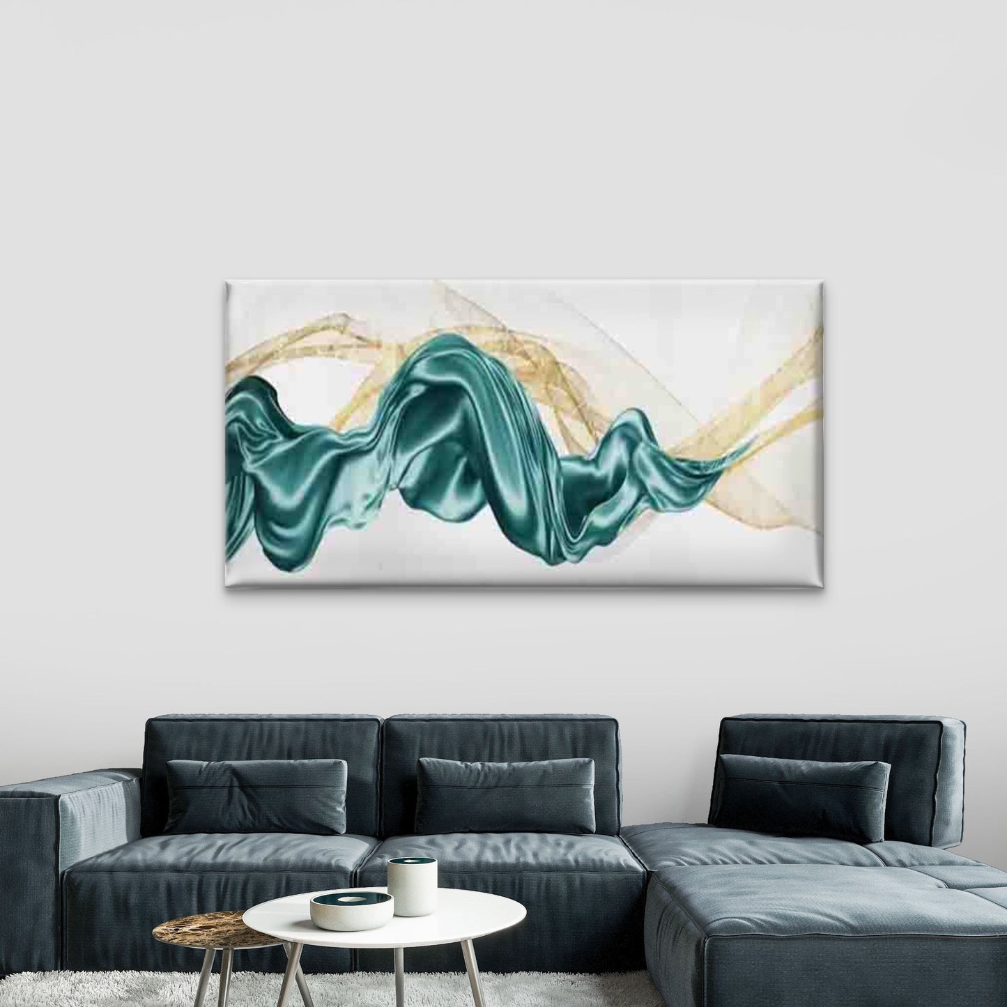 Satin Drapes Flowing Waves Wall Art Canvas Office Home Room Framed 120x60cm - Bella Home Decor
