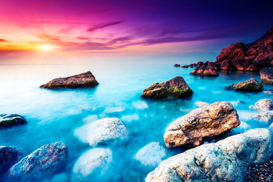 Majestic Summer Sunset Over the Sea Acrylic Glass Print Tempered Glass Wall Art 100% Made in Australia Ready to Hang - Bella Home Decor