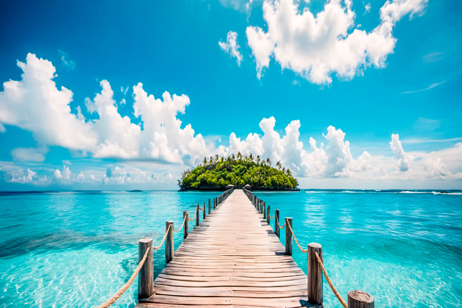 Beautiful Beach with A Wooden Walkway Wall Art Decor 100% Australian Made - Bella Home Decor