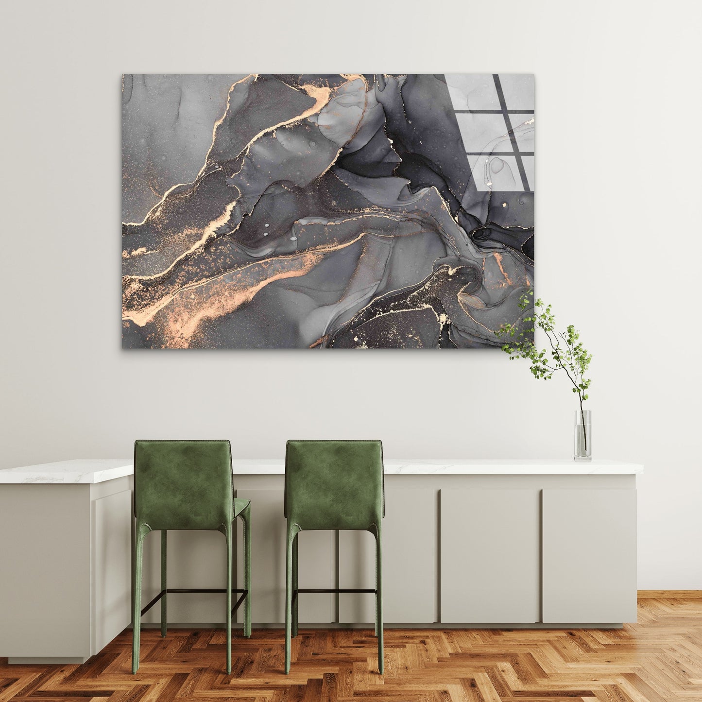 Black Gold Abstract Art Tempered Glass Printing Wall Art Australian Made Quality