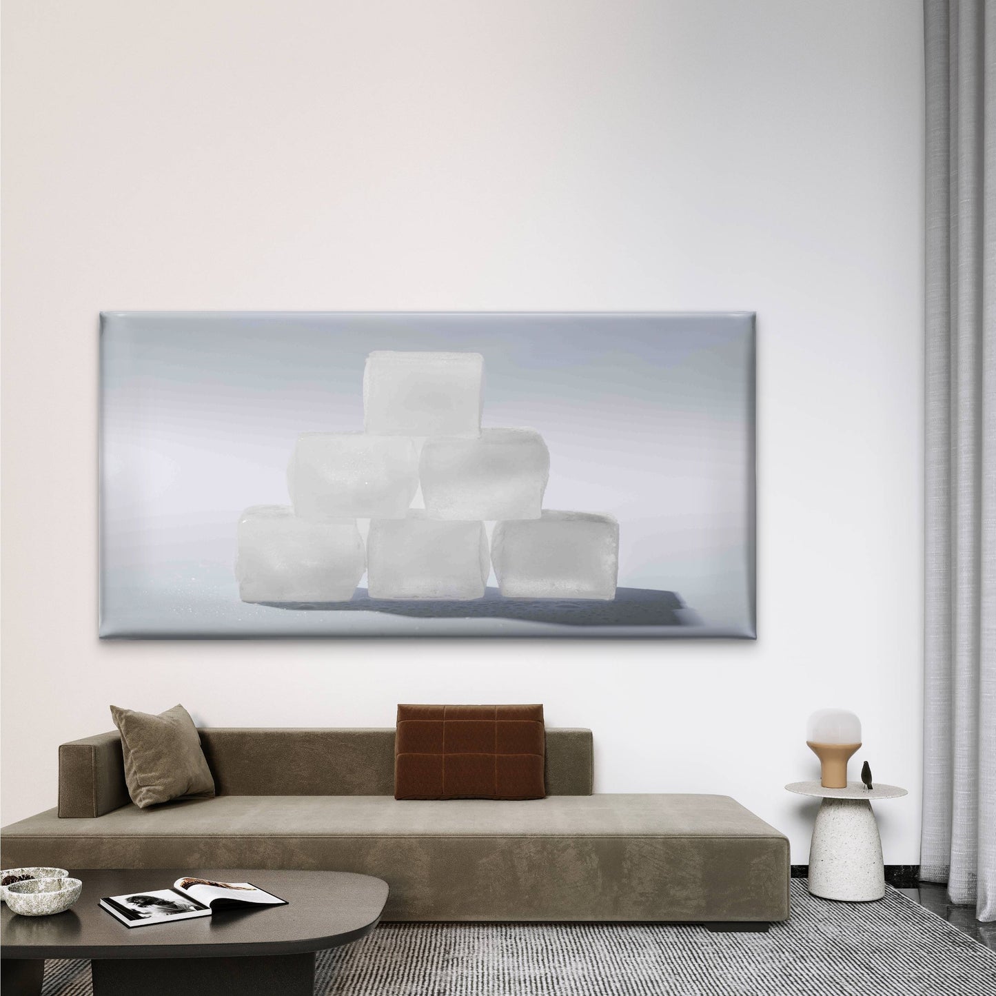 Stacked Ice Cubes Wall Art Canvas Office Home Room Framed 120x60cm