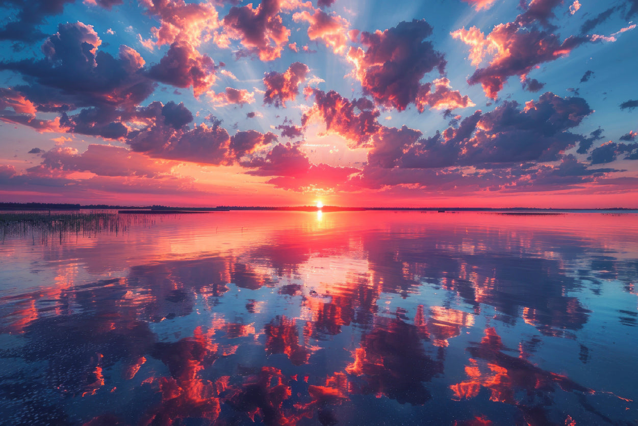 Stunning Sunset Reflecting On Lake Home Decor Premium Quality Poster Print Choose Your Sizes - Bella Home Decor