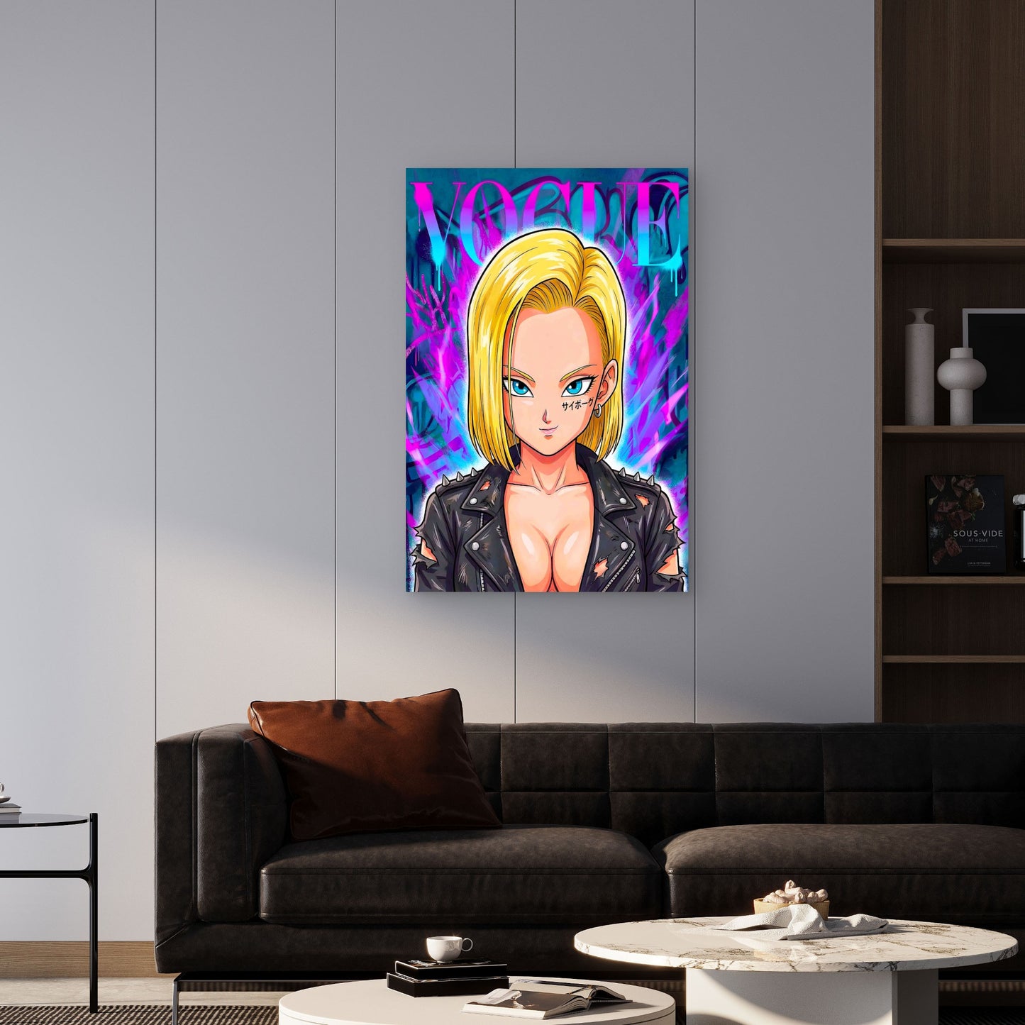 Cyberpunk Neon Graffiti Fashion Magazine Cover 40x60cm Metal Print Ready to Hang