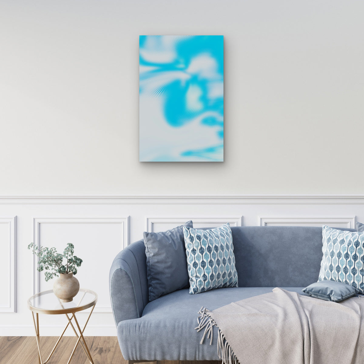 Abstract Featuring A Blue And White Pattern 40x60cm Metal Print Ready to Hang