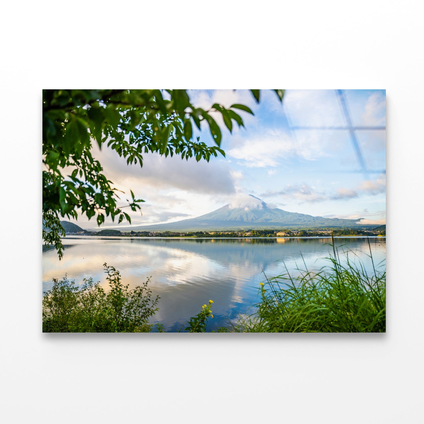 Mount Fuji and Lake Kawaguchi Acrylic Glass Print Tempered Glass Wall Art 100% Made in Australia Ready to Hang - Bella Home Decor