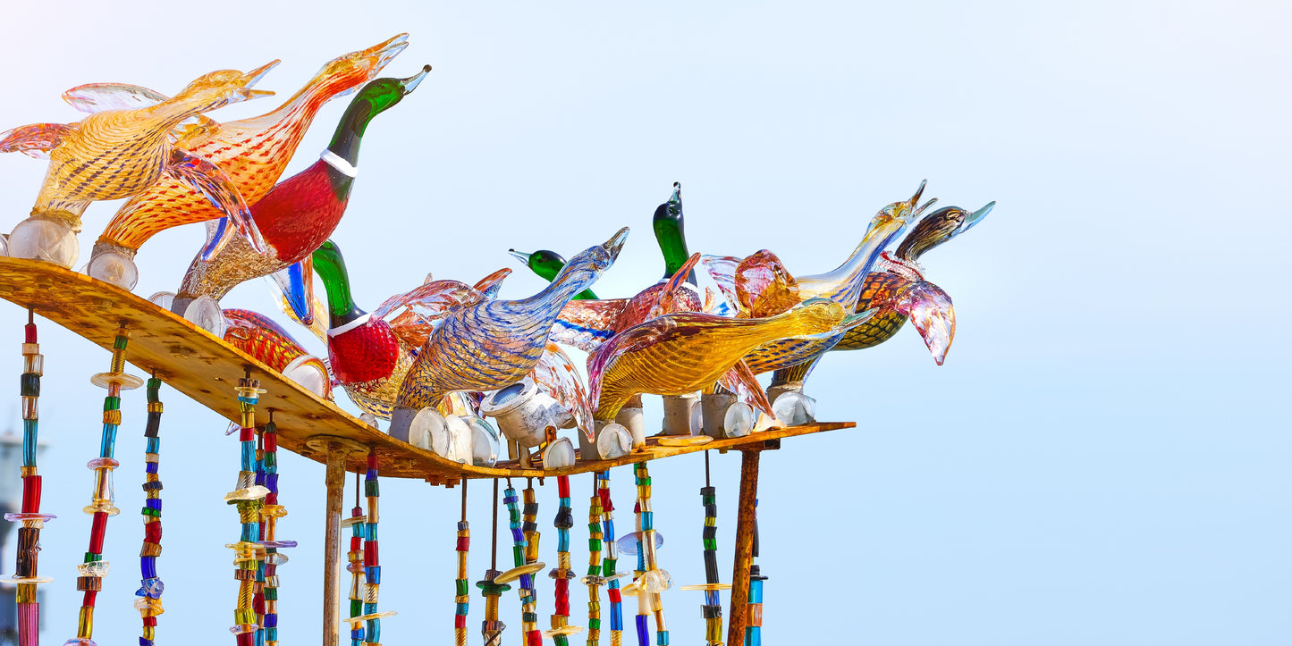 Murano Style Glass Ducks Wall Art Canvas Office Home Room Framed 120x60cm - Bella Home Decor
