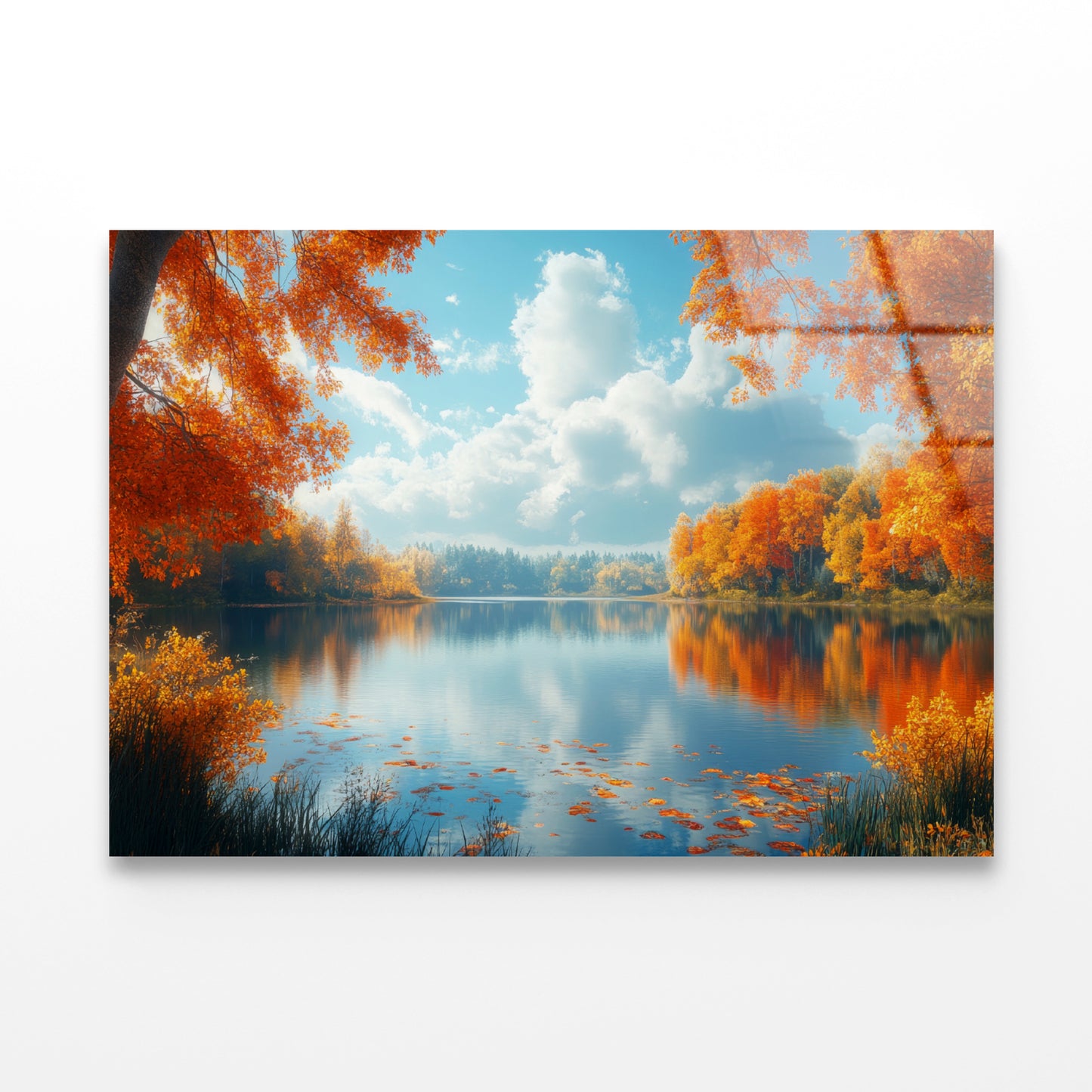 Autumn, Lake & Trees Acrylic Glass Print Tempered Glass Wall Art 100% Made in Australia Ready to Hang - Bella Home Decor