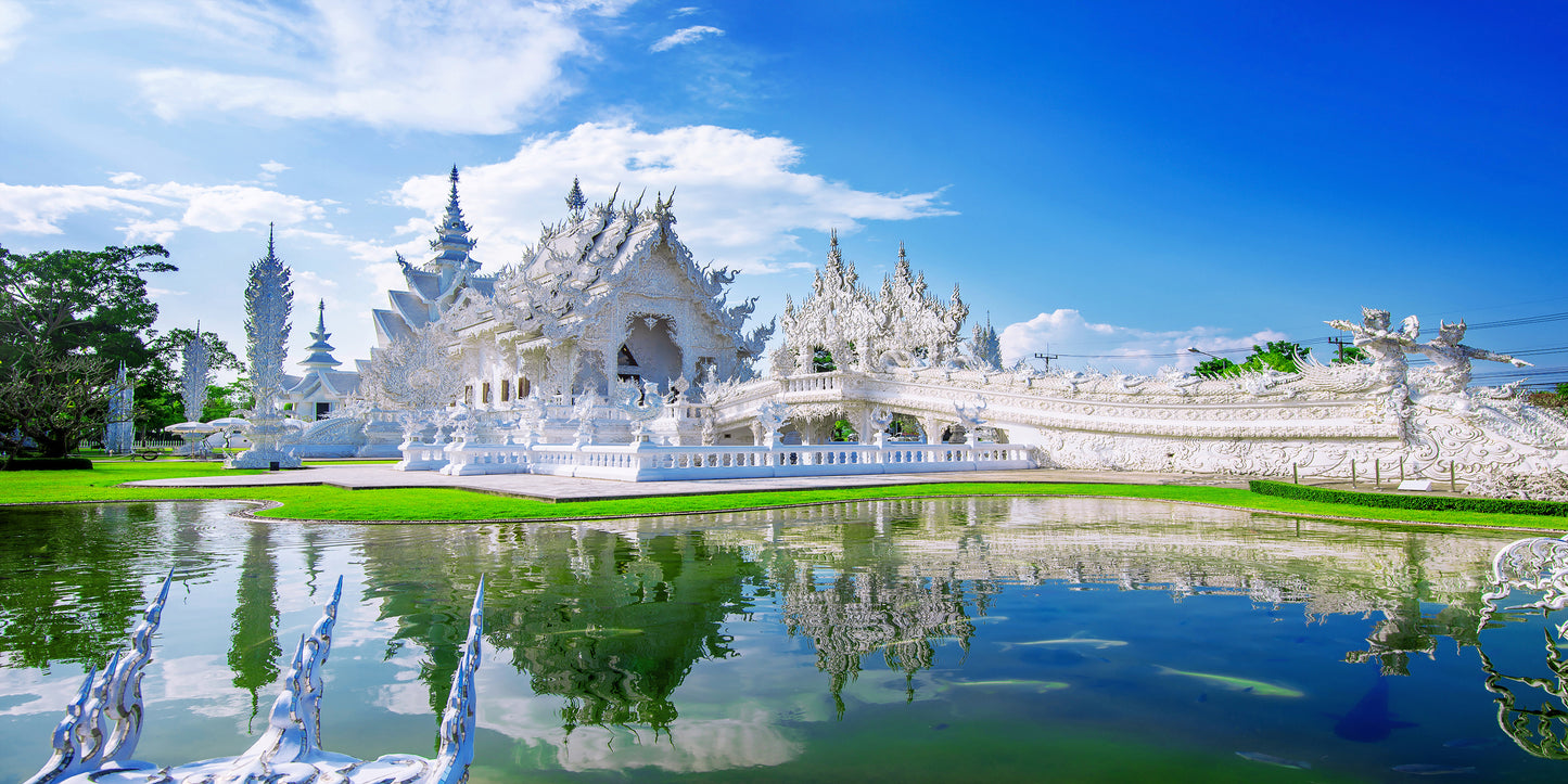 Wat Rong Khun White Temple Chiang Rai Thailand Wall Art Canvas Office Home Room Framed 120x60cm