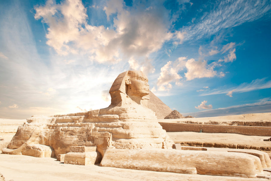 Sphinx Statue in Front of a Pyramid, Egypt Home Decor Premium Quality Poster Print Choose Your Sizes - Bella Home Decor