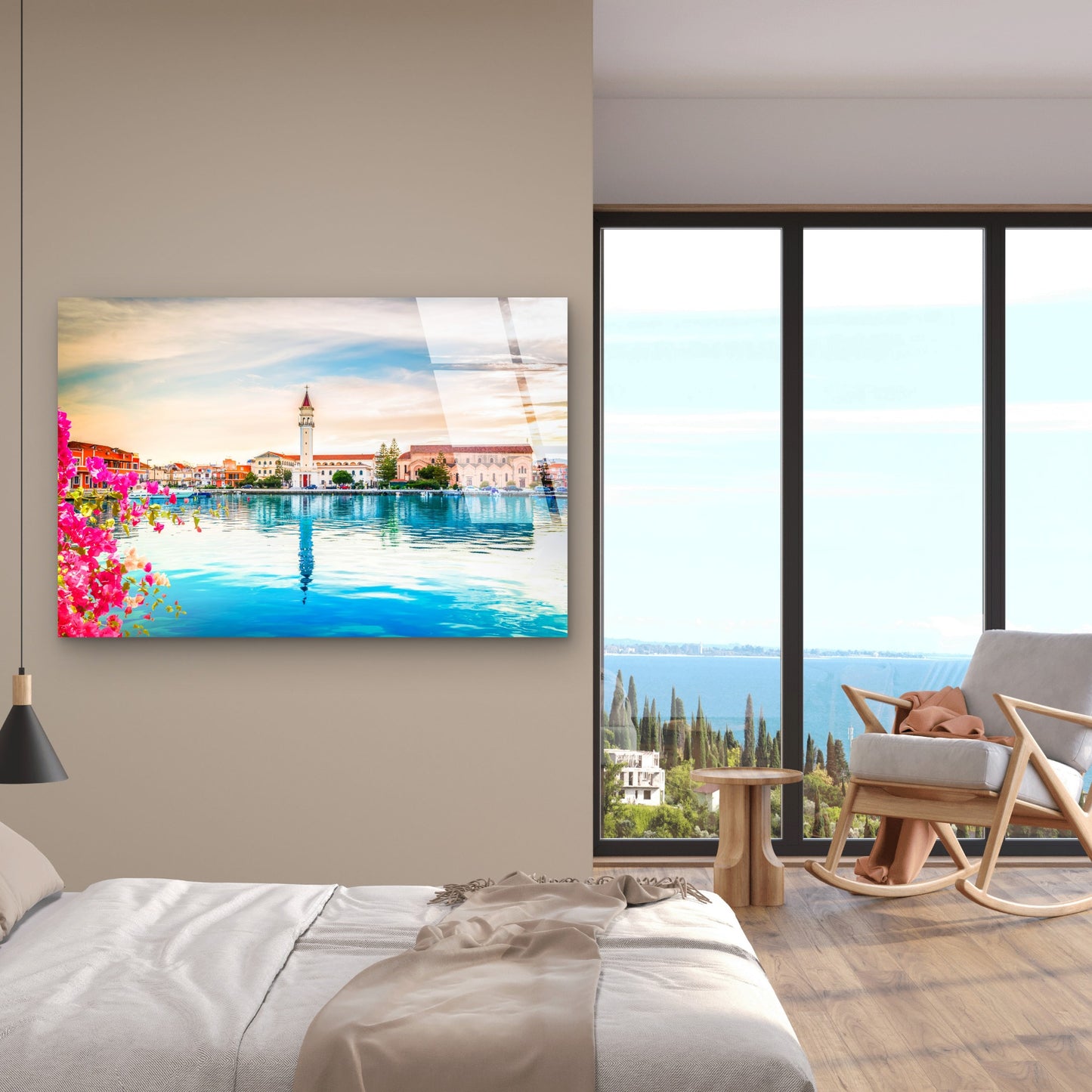 Zakynthos Greece Harbor Water Reflection Acrylic Glass Printing Wall Art Australian Made Quality