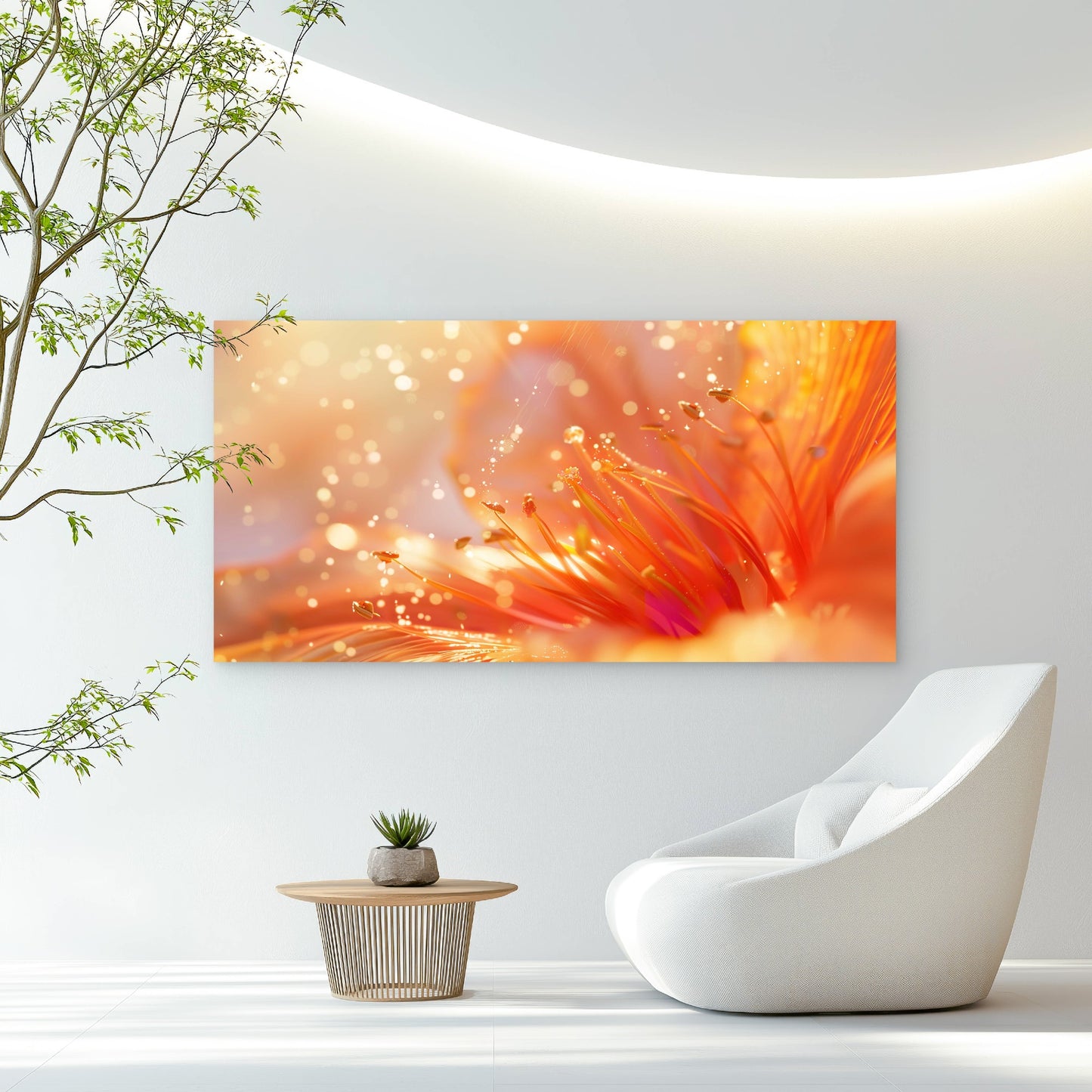 Vibrant Orange Petal Macro Wall Art Canvas Office Home Room Framed 120x60cm