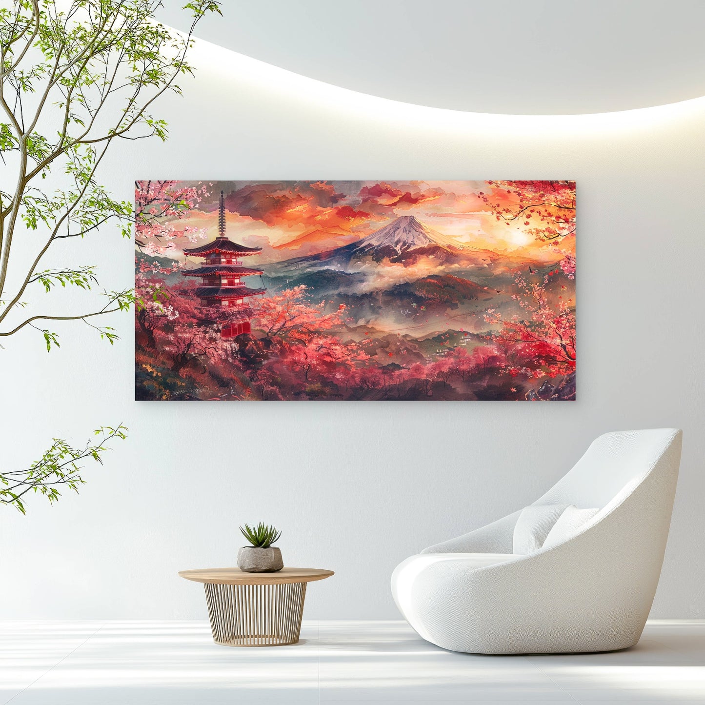 Mount Fuji Cherry Blossoms Wall Art Canvas Office Home Room Framed 120x60cm