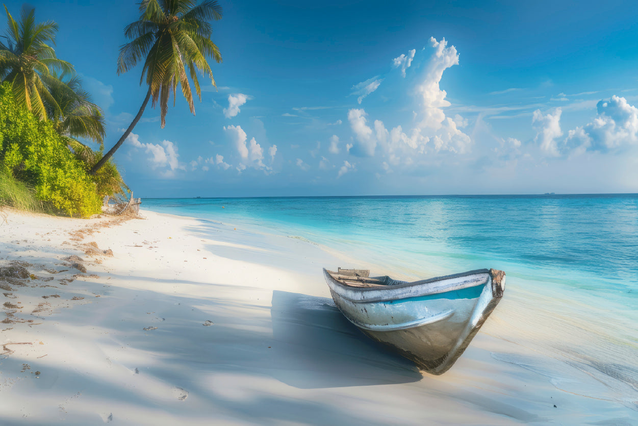 Tropical Beach with Old Wooden Boat Home Decor Premium Quality Poster Print Choose Your Sizes - Bella Home Decor