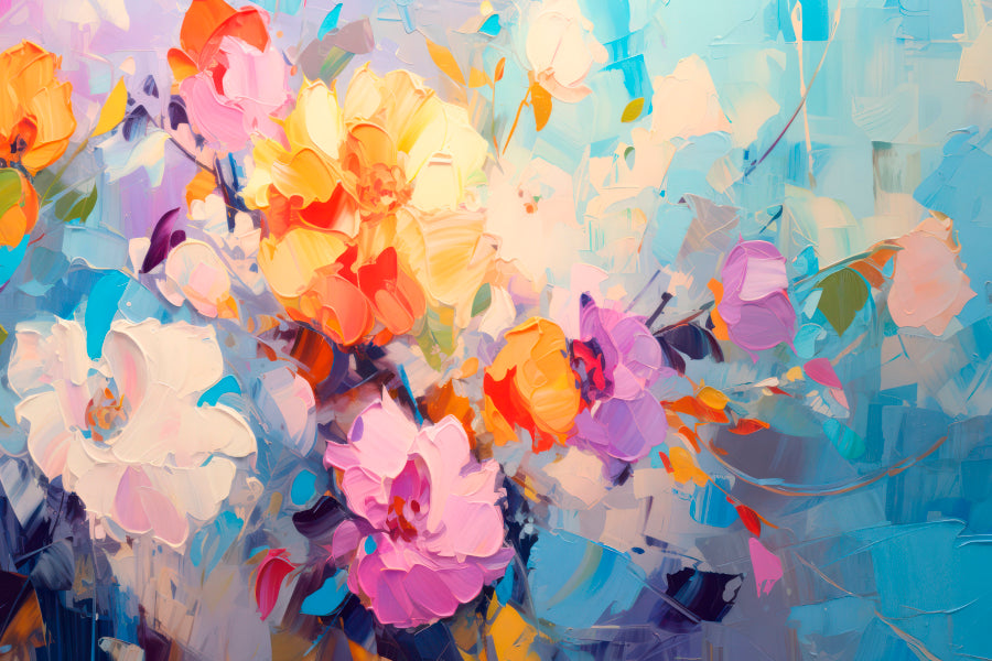 Spring Flower Abstract Colorful Oil Acrylic Glass Print Tempered Glass Wall Art 100% Made in Australia Ready to Hang - Bella Home Decor