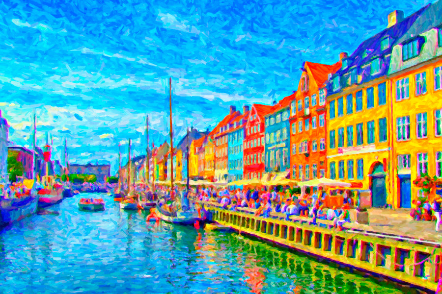 Digital Painting of Nyhavn in Denmark Wall Art Decor 100% Australian Made - Bella Home Decor