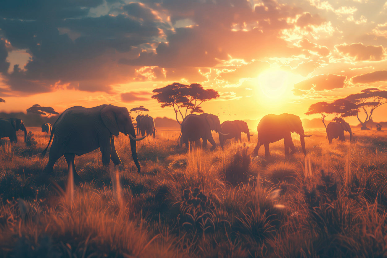 Herd of Elephants Walking Home Decor Premium Quality Poster Print Choose Your Sizes - Bella Home Decor