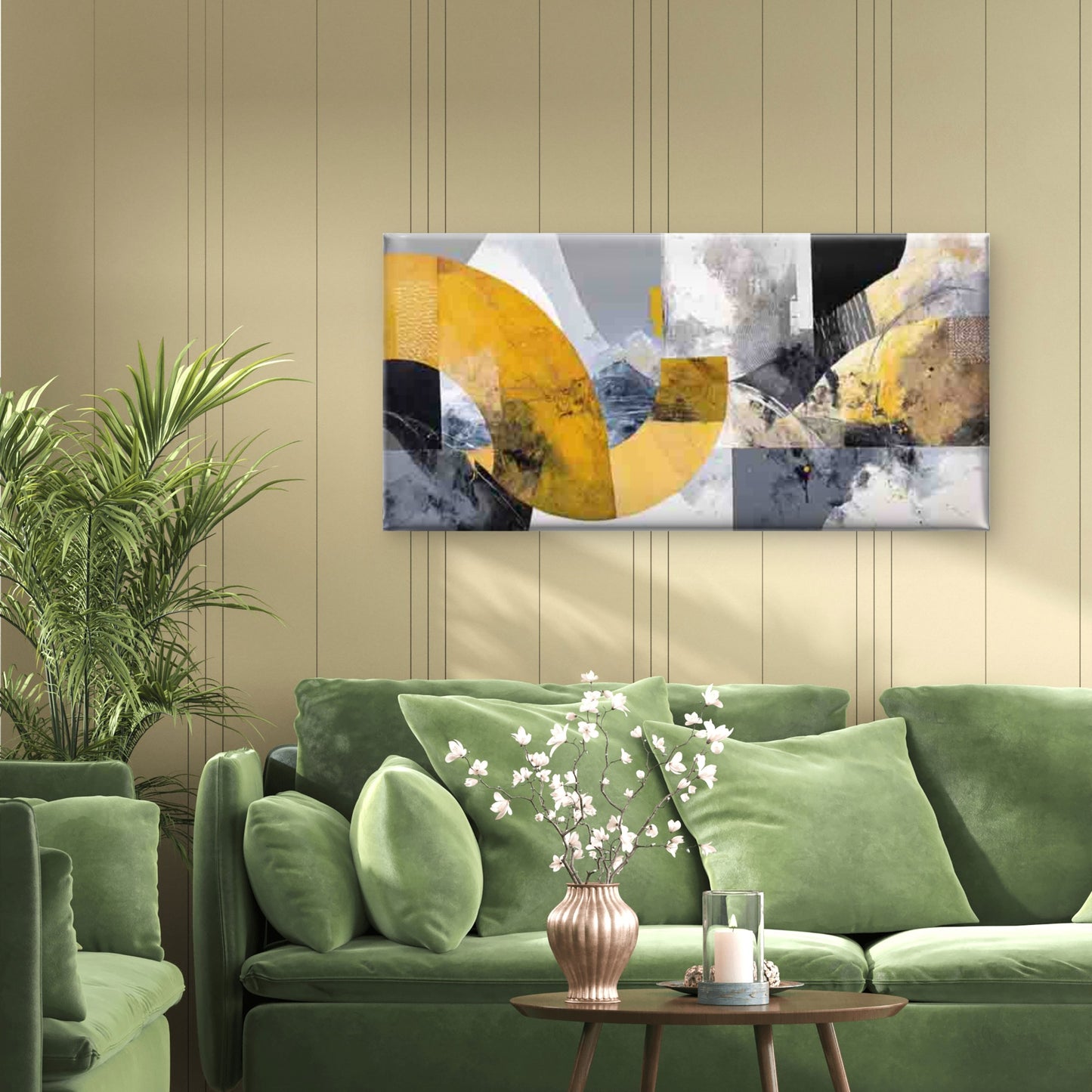 Vintage Shape Featuring Bold Wall Art Canvas Office Home Room Framed 120x60cm
