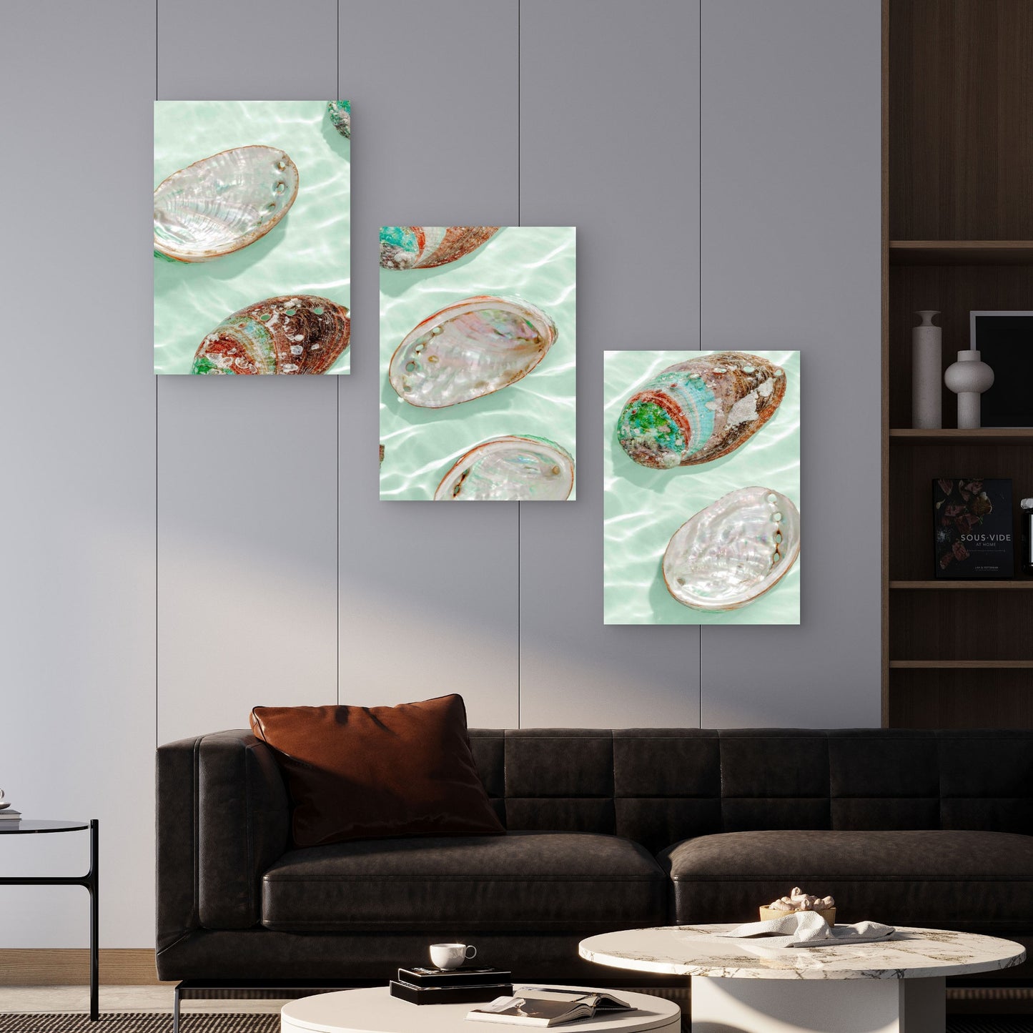 3pcs Ocean Treasures Glistening Metal Print Ready to Hang Art