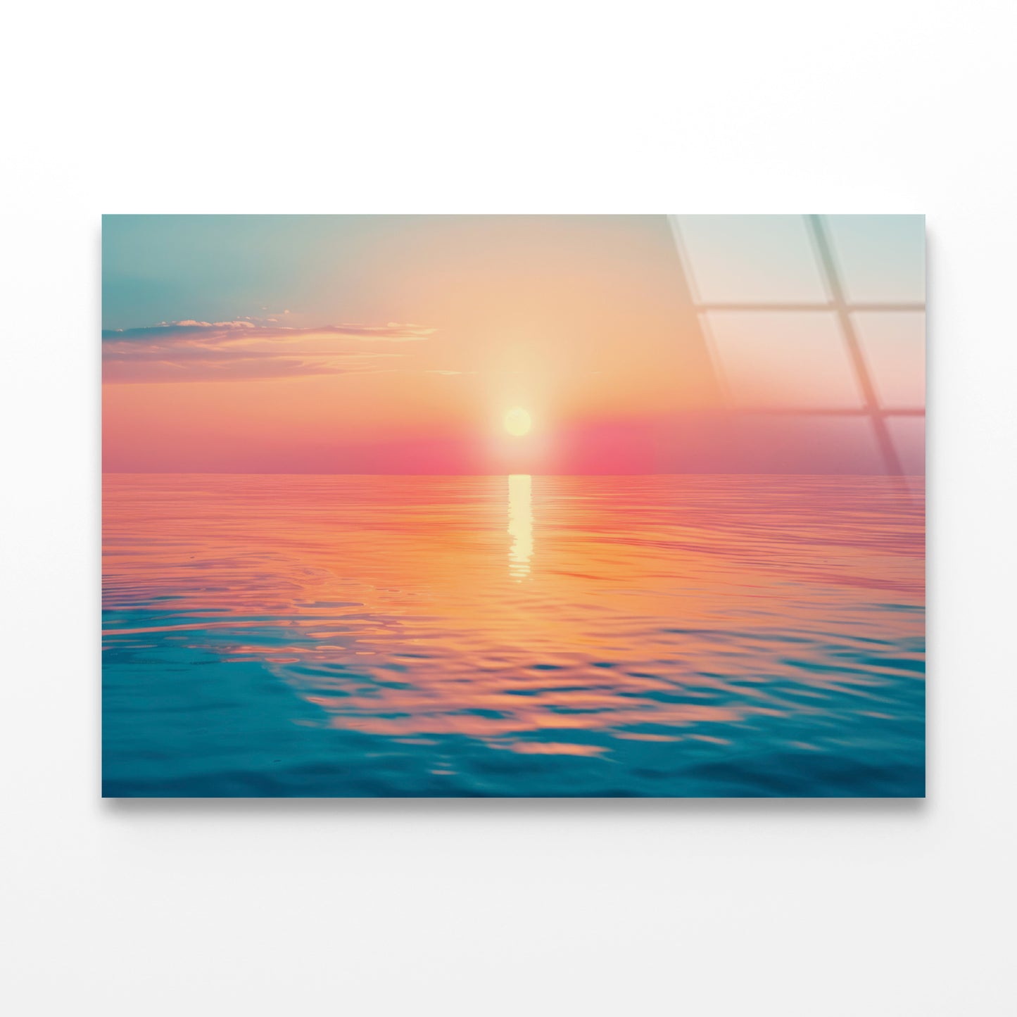 Stunning Sunset Over Calm Sea with Vibrant Colors Acrylic Glass Print Tempered Glass Wall Art 100% Made in Australia Ready to Hang