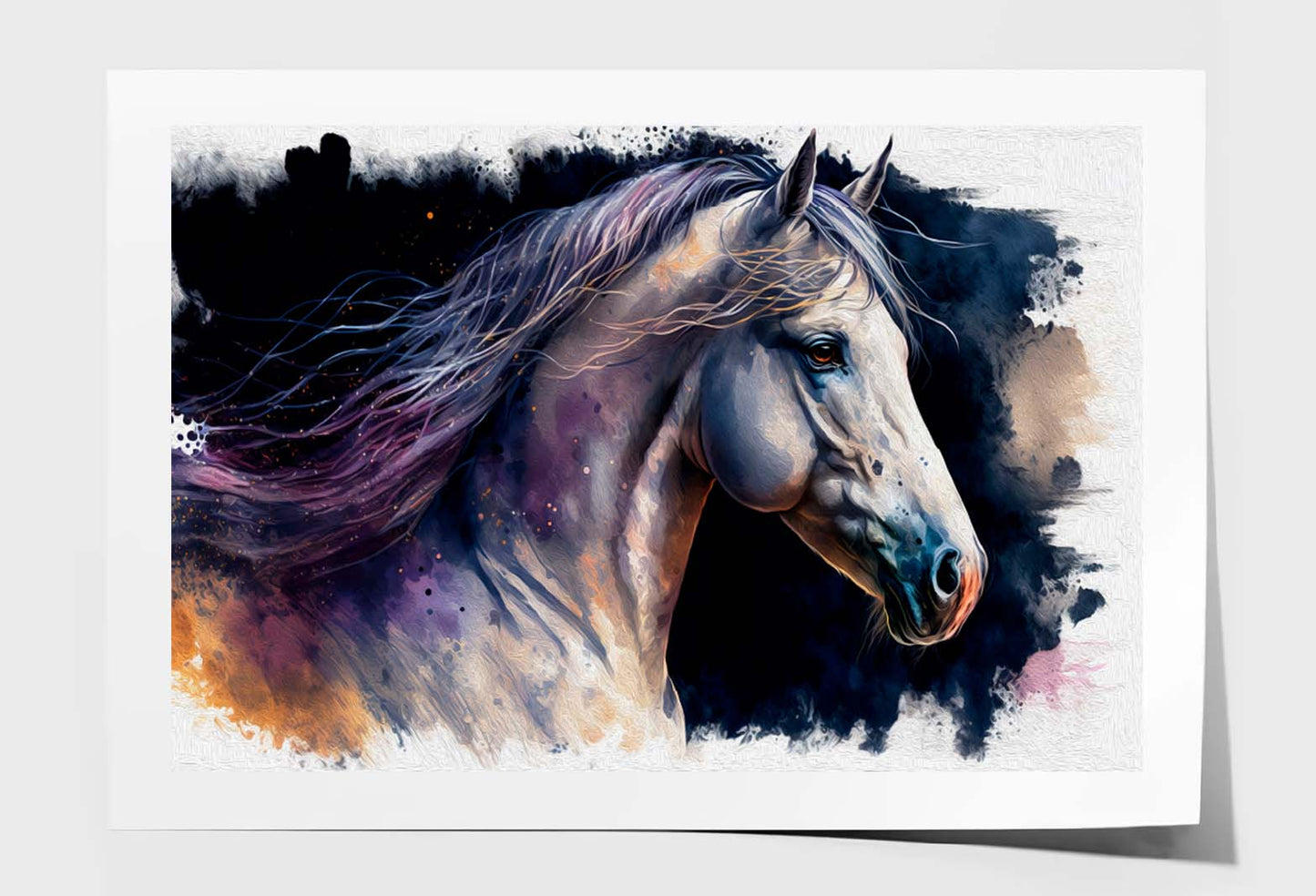 Watercolor Painting of Andalusian Horse Wall Art Limited Edition High Quality Print Unframed Roll Canvas None