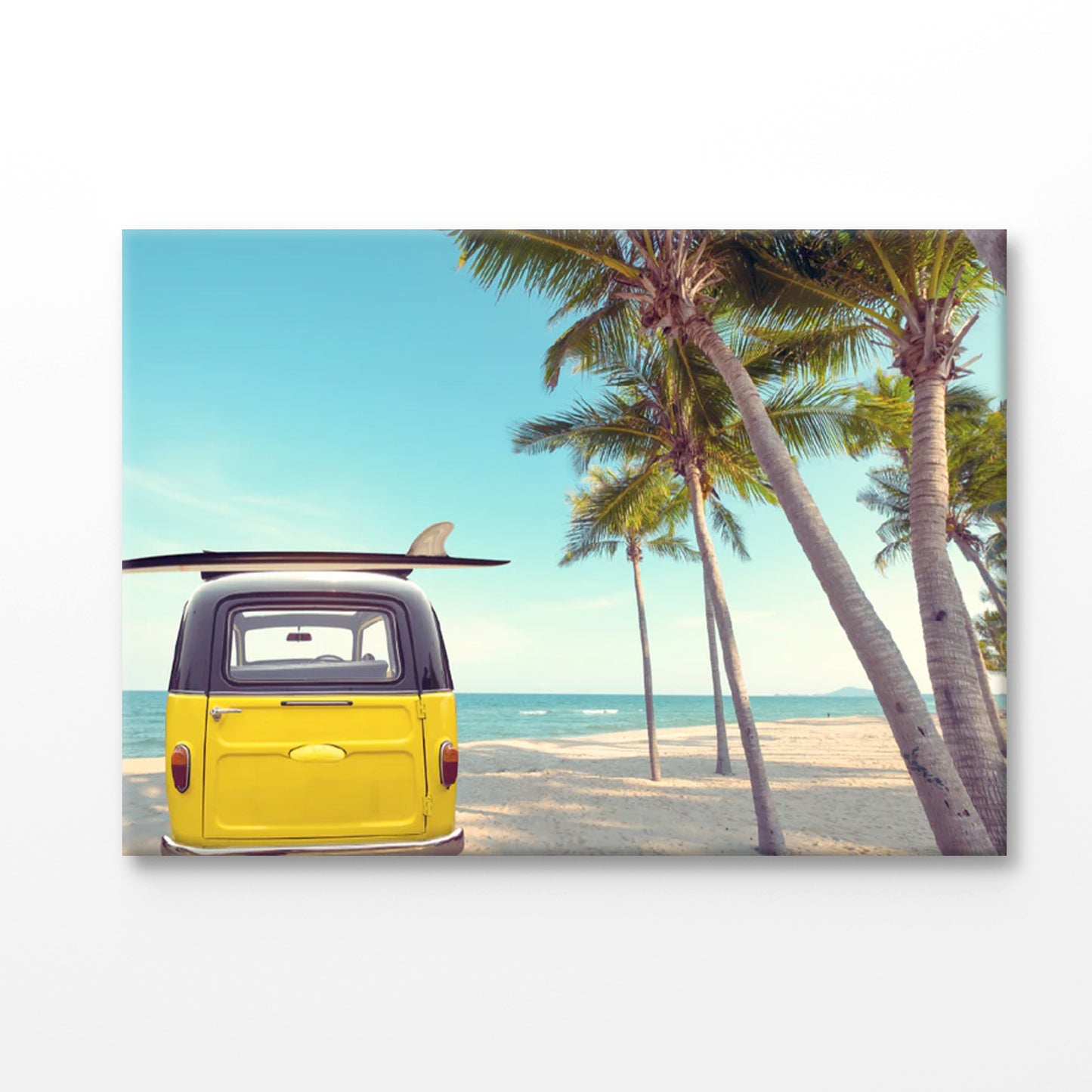 Bella Home Vintage Car on The Sea & Surf Board Print Canvas Ready to hang