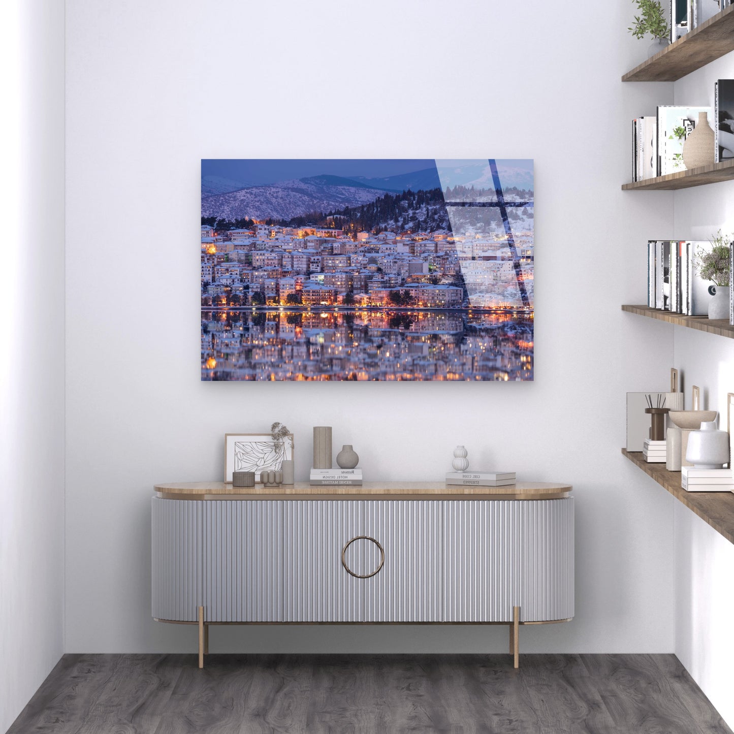 Kastoria Winter Lake Reflection Acrylic Glass Printing Wall Art Australian Made Quality