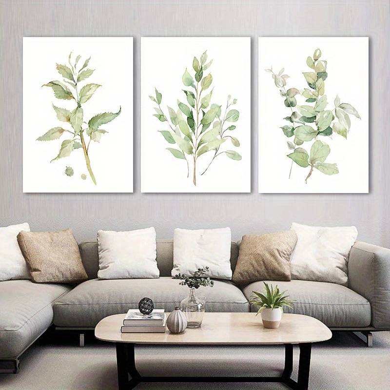 3pcs Watercolor Tropical Green Leafy Plant Metal Print Ready to Hang Art