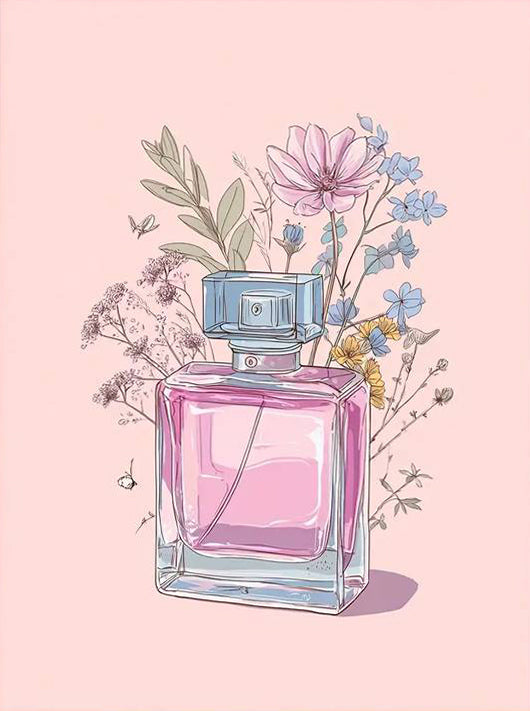 Manga-Style Perfume Light Pink Botanical Bottle Fashion Home Decor Premium Quality Poster Print Choose Your Sizes - Bella Home Decor