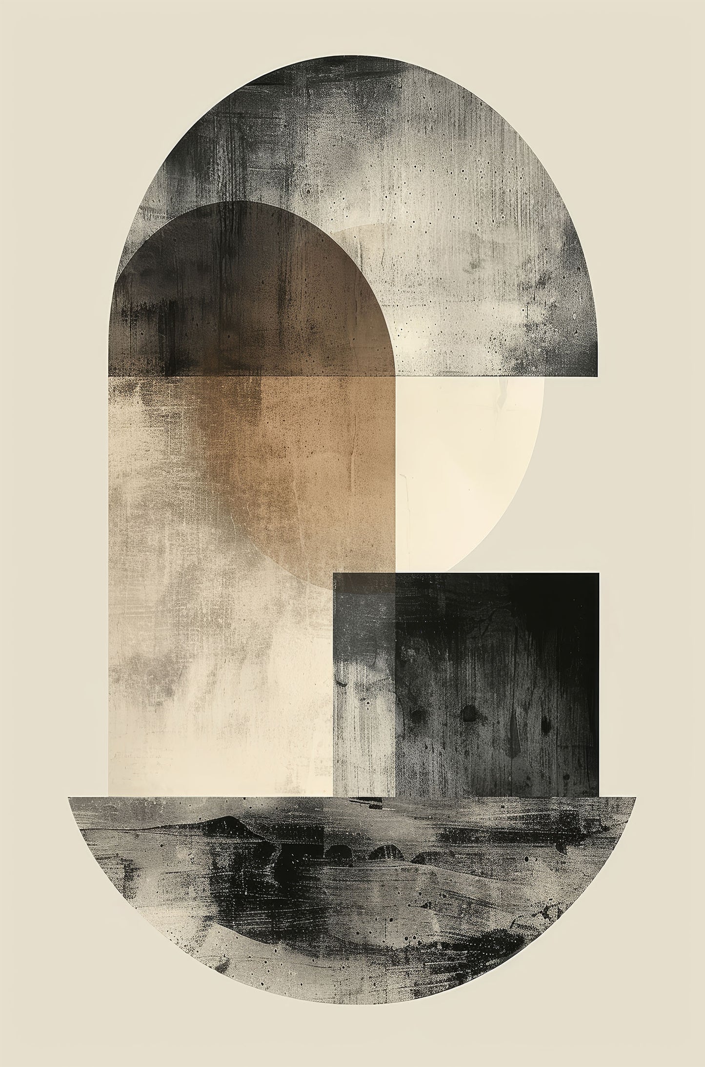 Neutral Stone Geometric Shapes 60x90cm Metal Print Ready to Hang