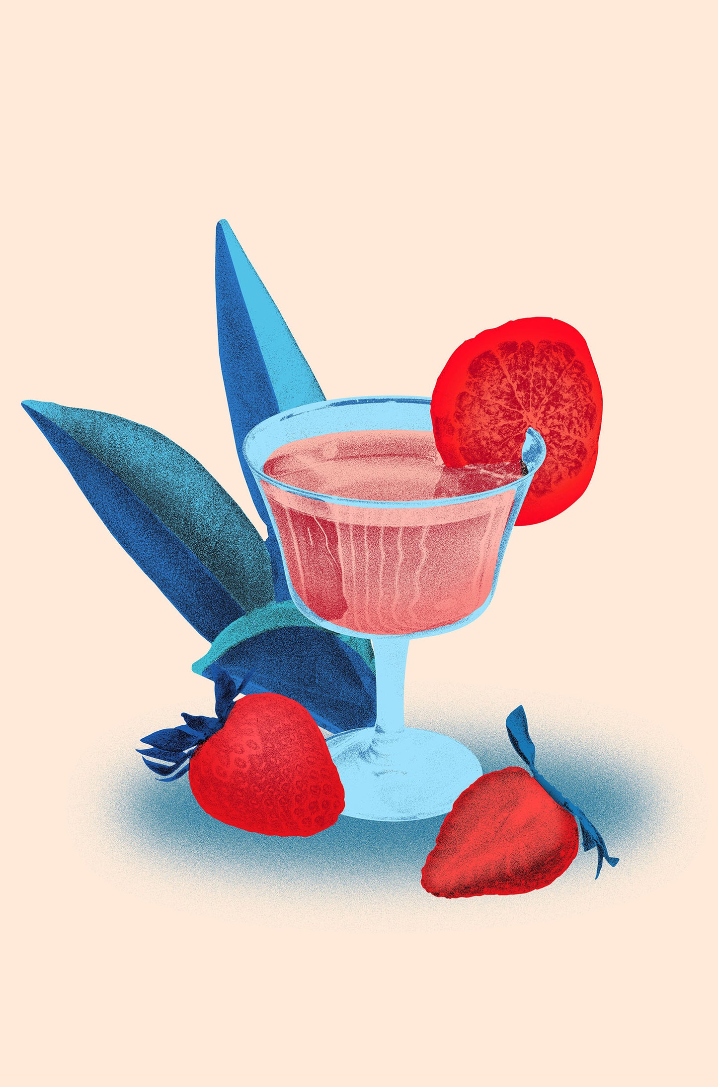 Strawberry Cocktail Drink 60x90cm Metal Print Ready to Hang