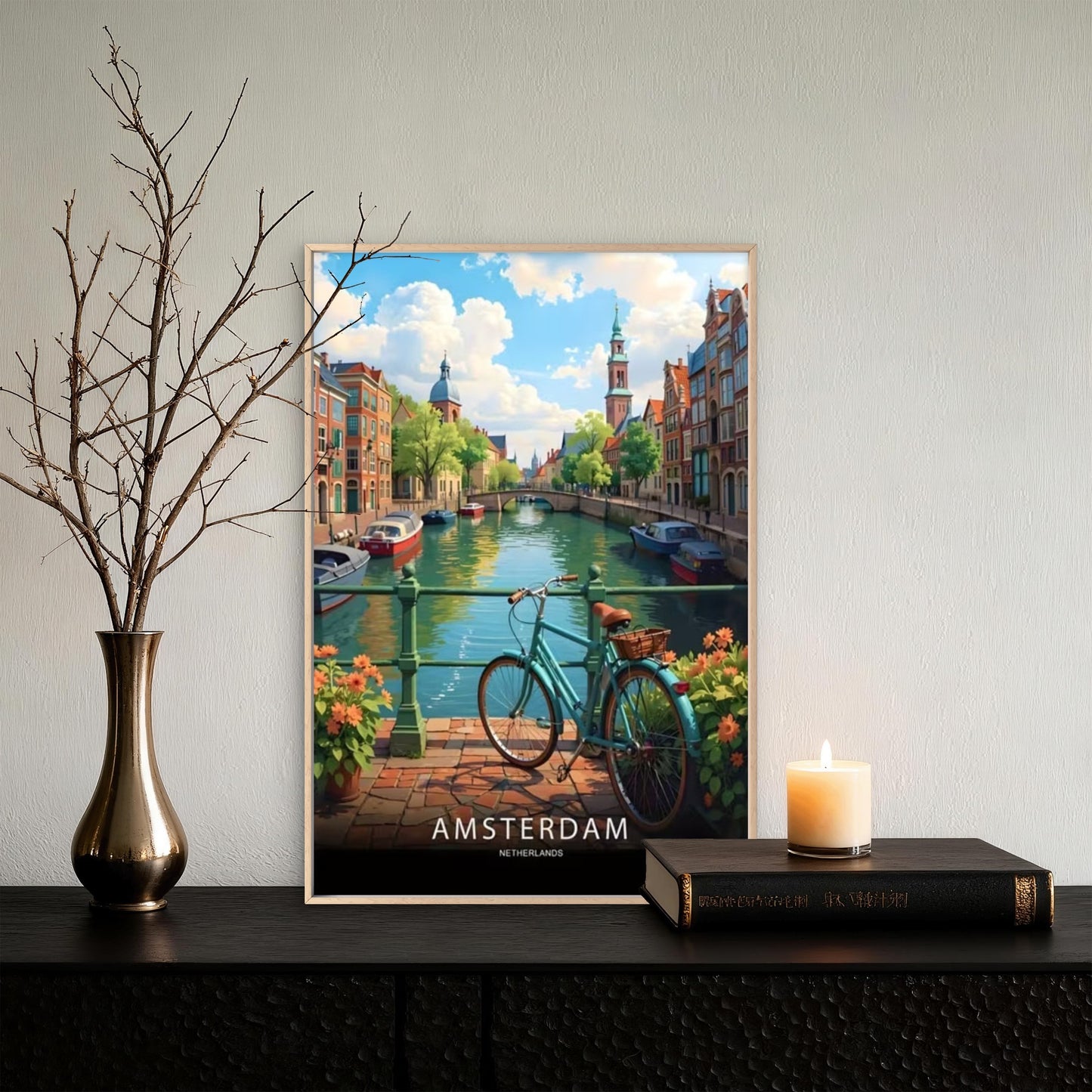 Amsterdam Netherlands Painting Travel Poster Print Wall Art