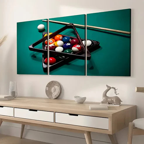 3pcs Modern and Stylish Billiards Sports Art Pool Wall Art Set Canvas Unframed - High Quality Print 100% Australian Made Wall Canvas