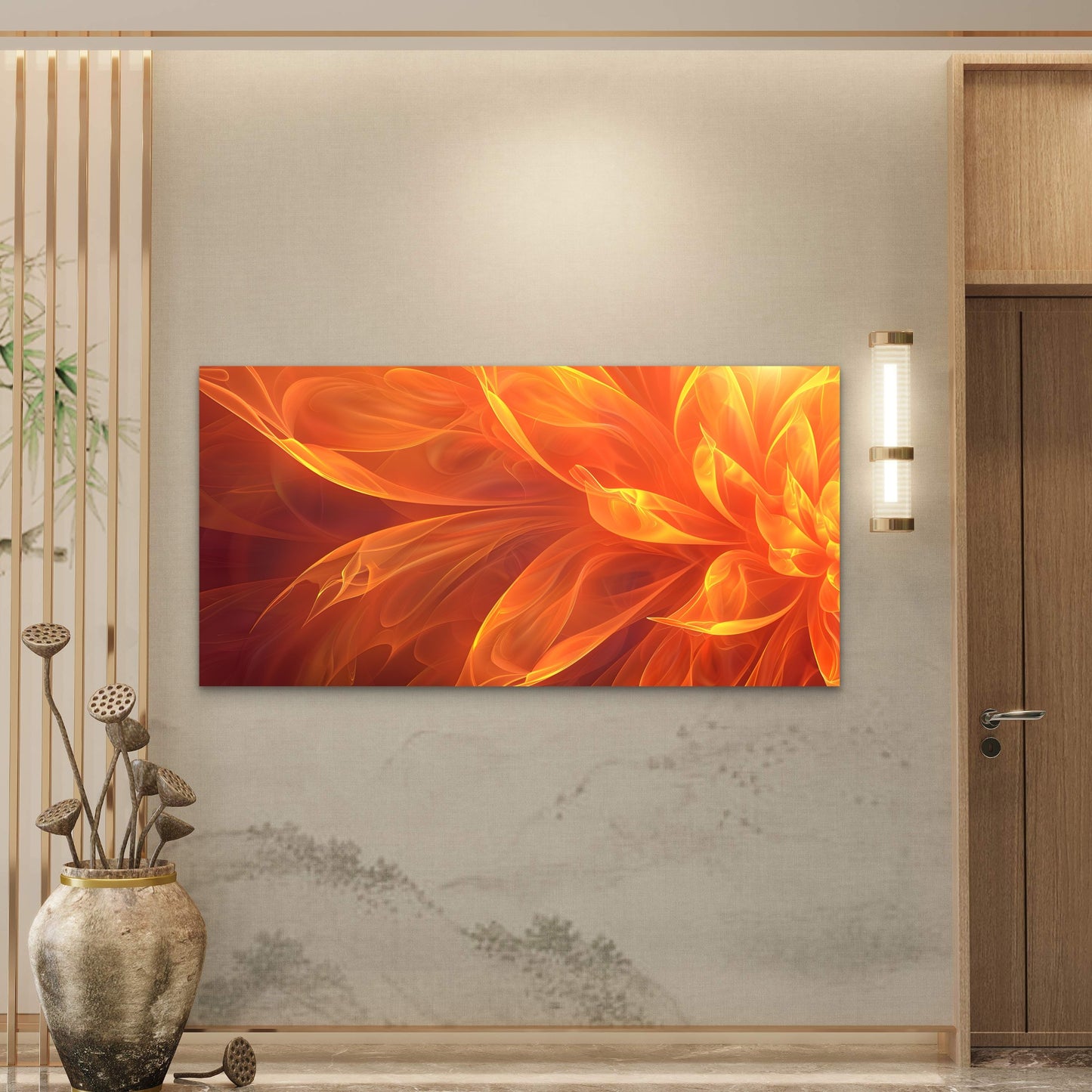 Vibrant Orange Flower Bloom Wall Art Canvas Office Home Room Framed 120x60cm