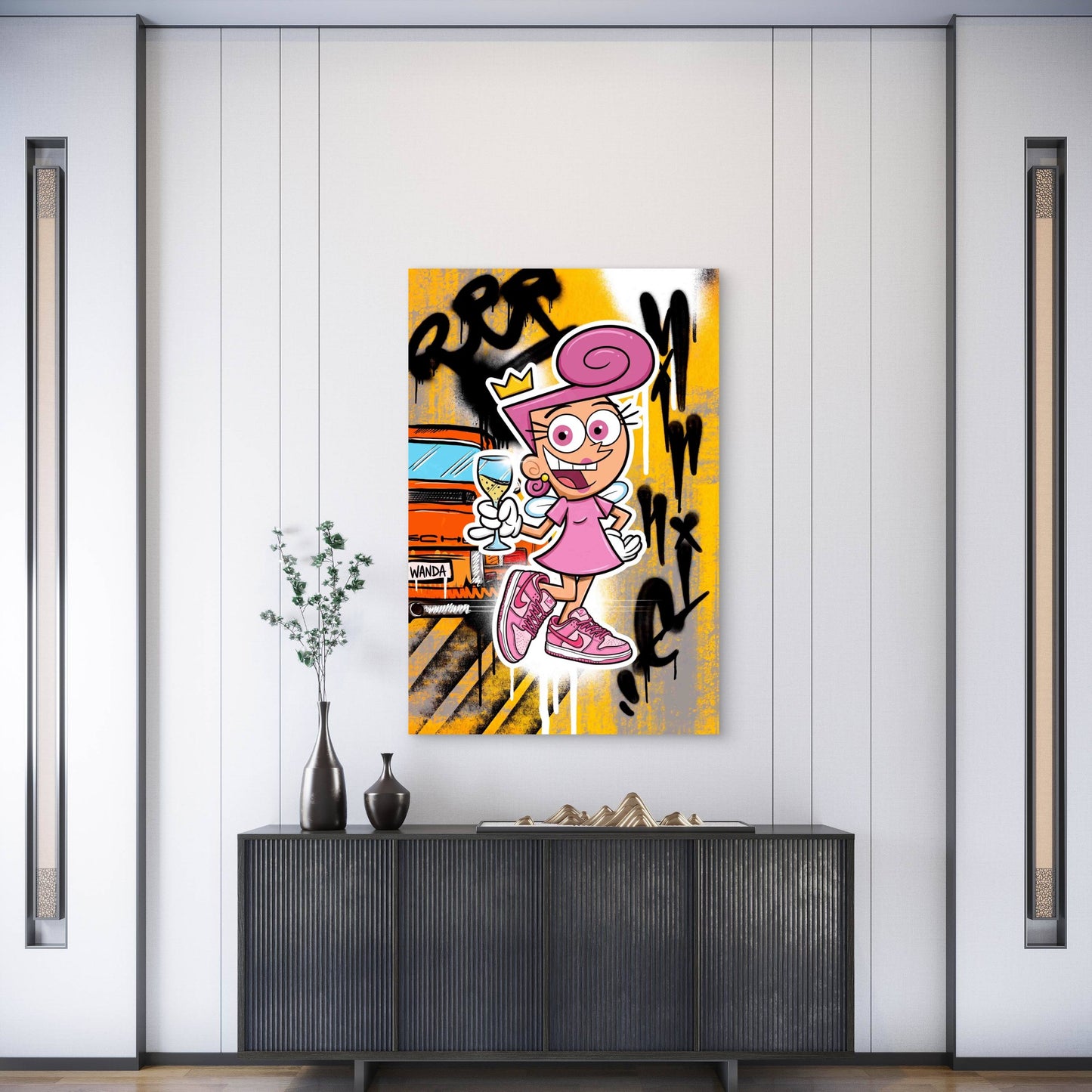 Urban Street Graffiti Pink Magic Fairy Sneaker 40x60cm Metal Print Ready to Hang