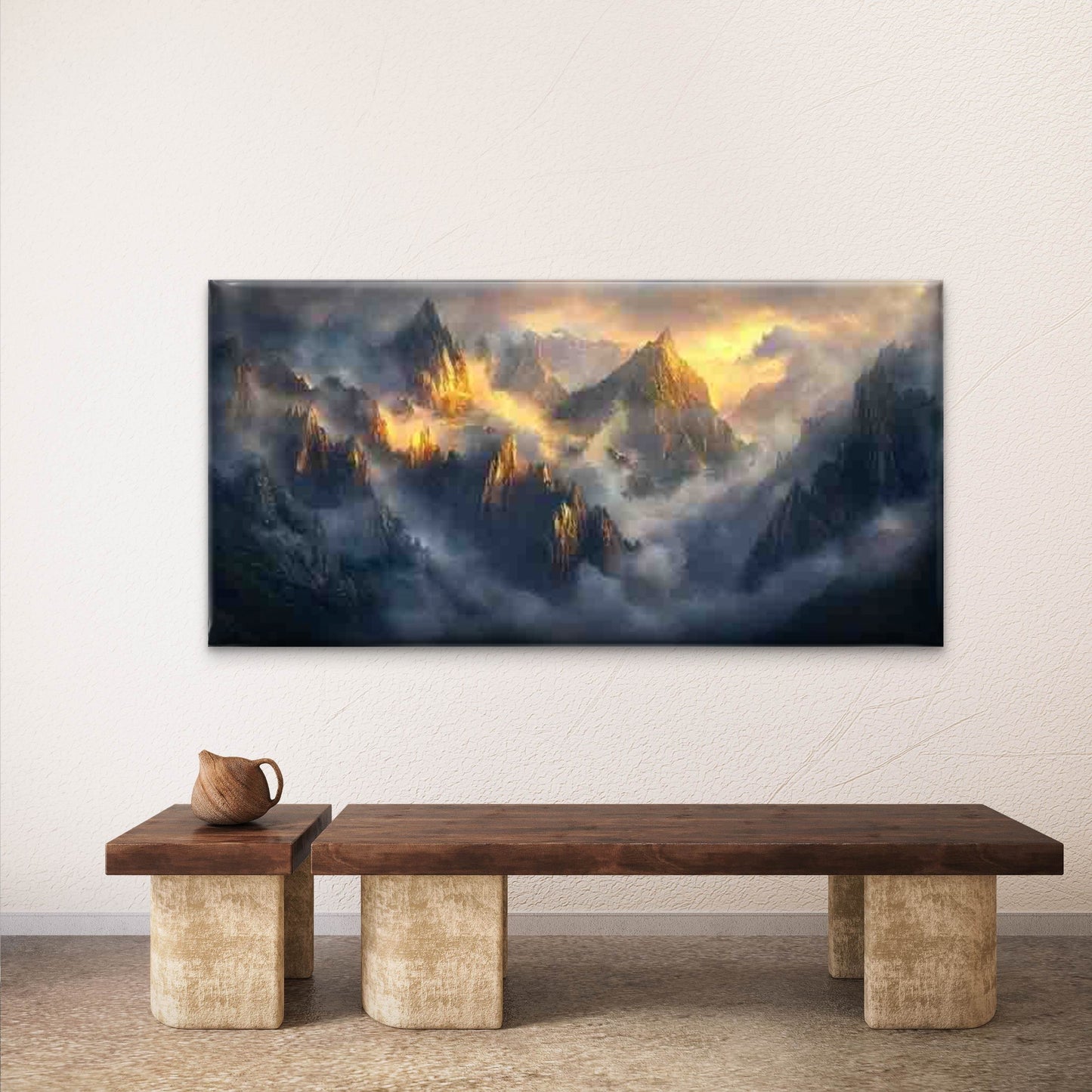 Misty Mountain Landscape Wall Art Canvas Office Home Room Framed 120x60cm