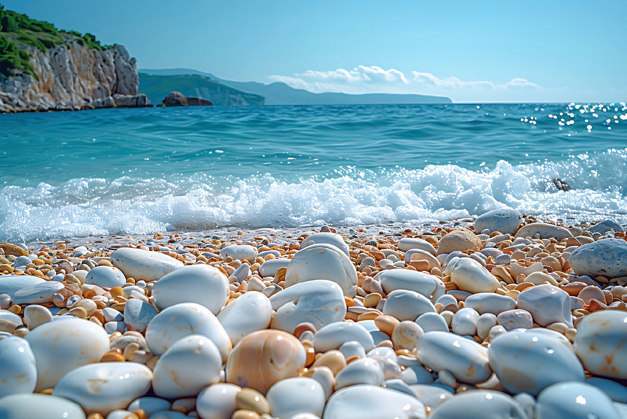 View of Rocks, Beach with Sky Print 100% Australian Made - Bella Home Decor