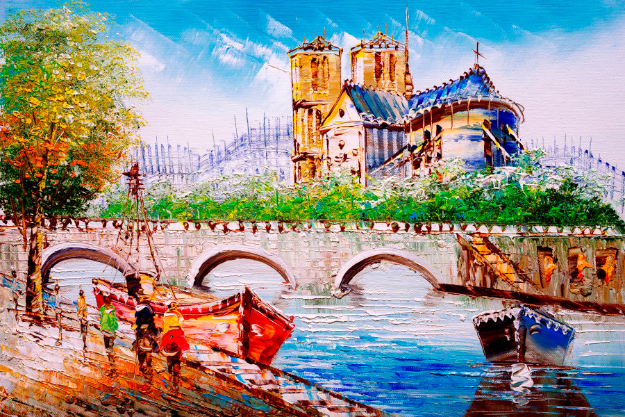 Oil Painting - Street View of Paris Home Decor Premium Quality Poster Print Choose Your Sizes - Bella Home Decor