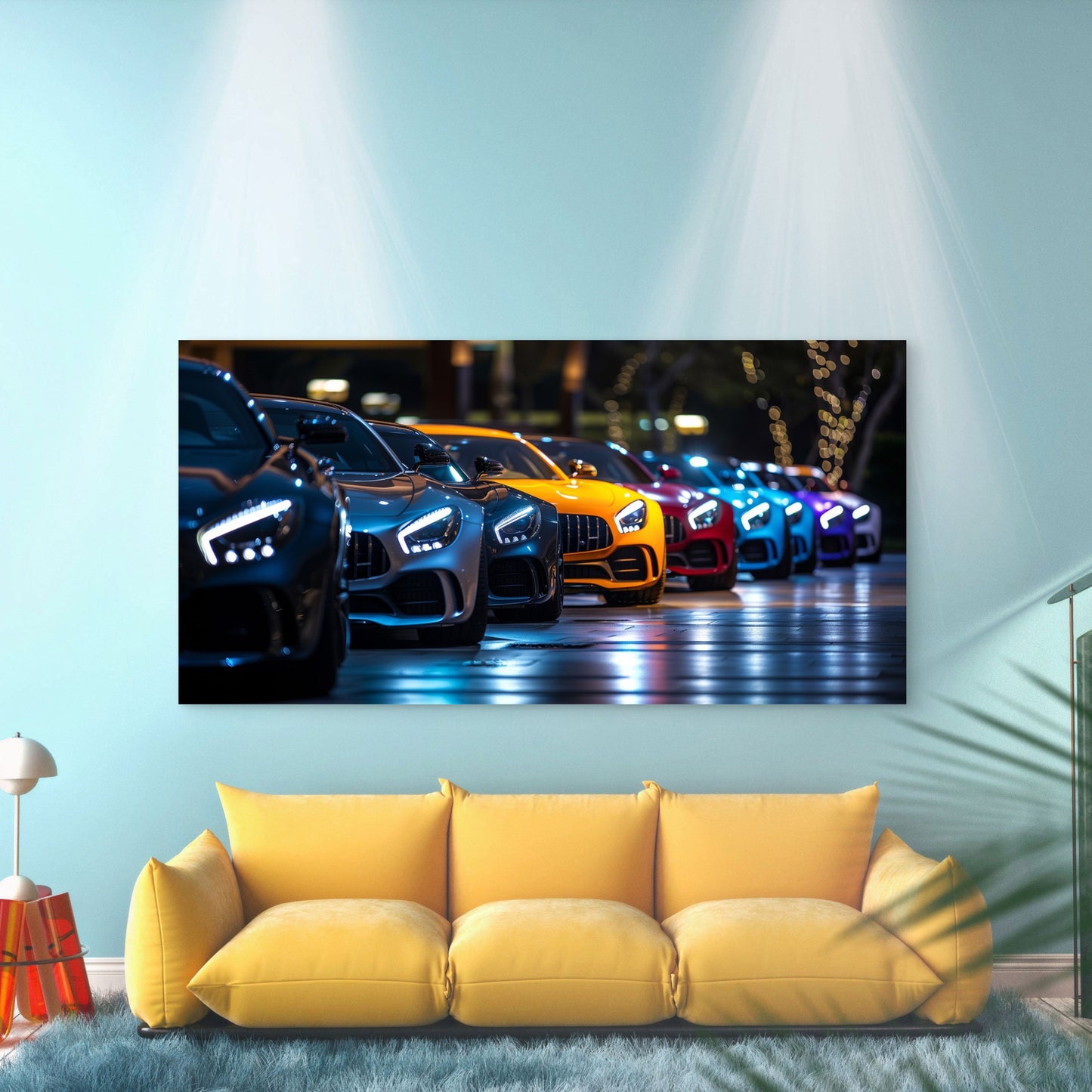 Colorful Mercedes AMG GT Lineup Wall Art Canvas Office Home Room Framed 120x60cm