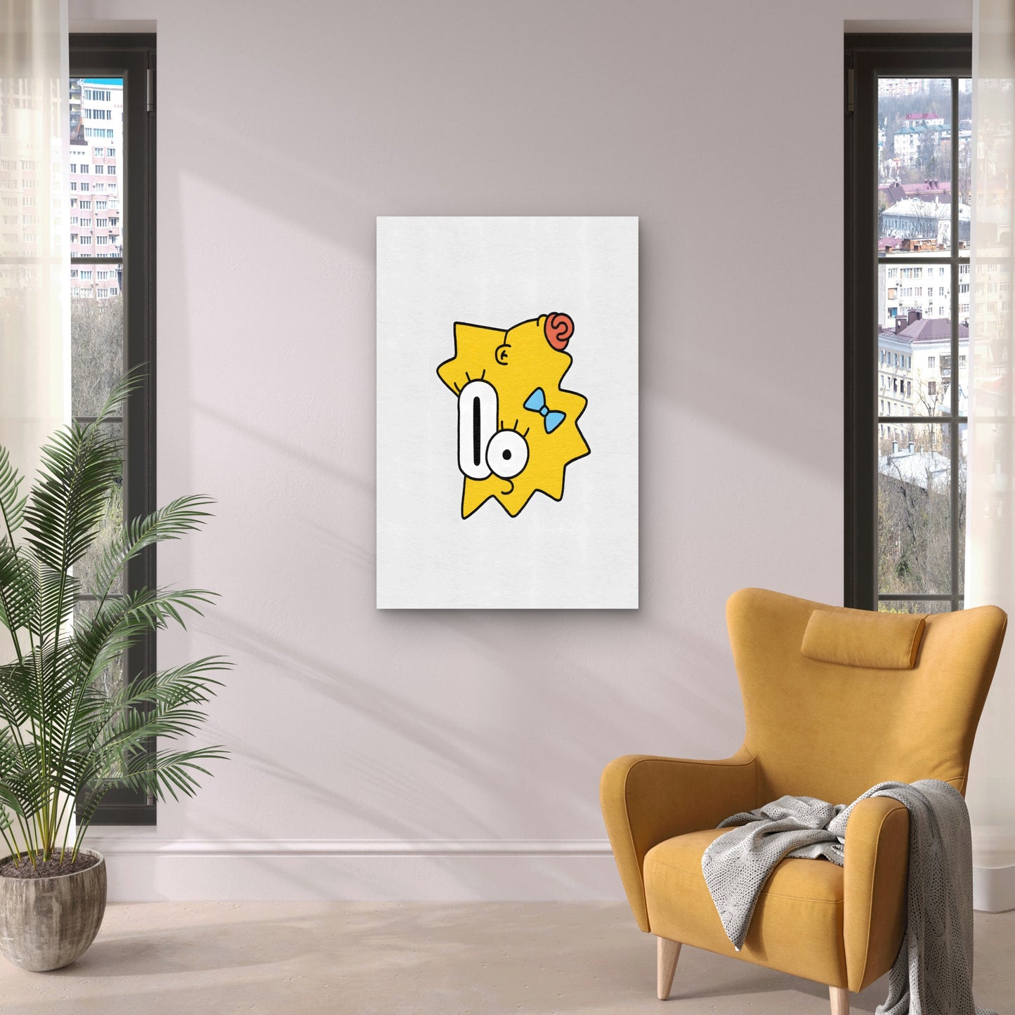 Quirky Graphic Artwork Bold Abstract Cartoon 40x60cm Metal Print Ready to Hang