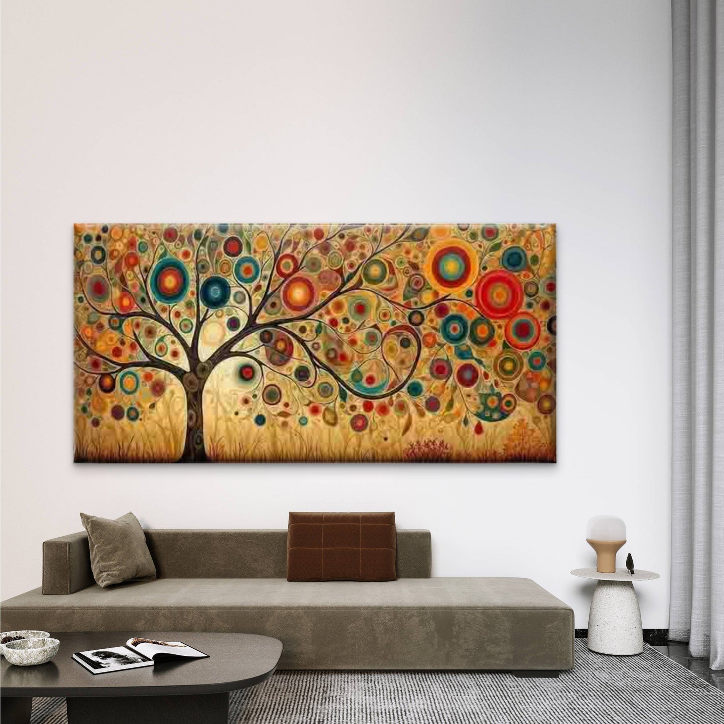 Abstract Tree Colorful Leaves Wall Art Canvas Office Home Room Framed 120x60cm